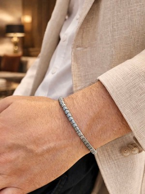 EastWest 925 Ayar Gümüş Hematit Doğaltaş Bileklik