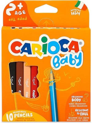 Carioca Baby Jumbo Üçgen Kuru Boya Kalemi 10'lu Eğitici İçerik ile 0-10 Yaş Arası Çocuklar İçin