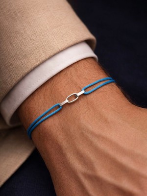 Eastwest 925 Ayar Gümüş Zincir Aşk Şans Mavi Ip Bileklik