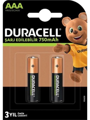 Çerçici Duracell 1.2V 750 Mah Aaa Şarjlı Kalem Pil 2li