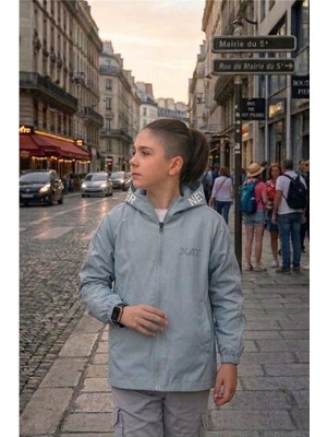 Pina Kids Erkek Çocuk Kapüşonlu Kolları Şeritli Baskılı Bondik Kumaş Mevsimlik Mont MM5011