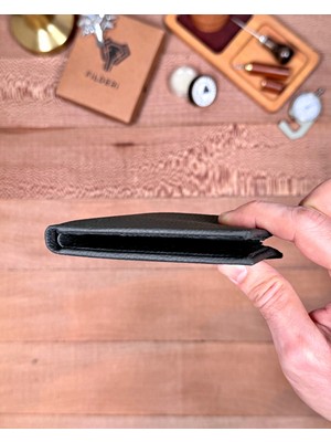 Fil Deri Hakiki Deri Çift Para Bölmeli Ince Minimalist Cüzdan 2144