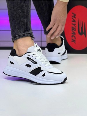 Mayback Erkek Ortopedik Sneaker Spor Ayakkabı Düz Tabanlı Suni Deri Malzeme ile Rahat Kullanım