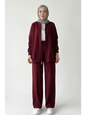 Thiff Tesettür Önü Fermuarlı Oversize Modal Takım
