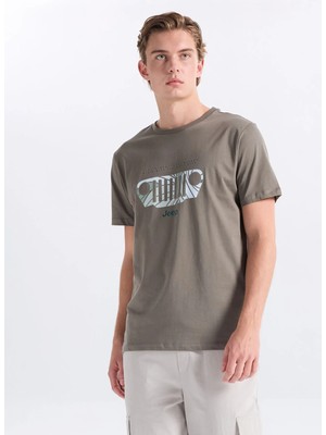 Jeep Haki Erkek Relaxed Baskılı T-Shirt J6SM-TST7276