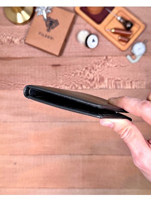 Fil Deri Hakiki Deri Çift Para Bölmeli Ince Minimalist Cüzdan 2144
