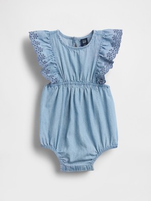 Gap Bebek Mavi Eyelet Denim Tulum