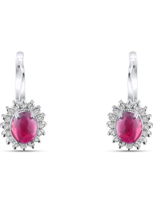Lial Diamond 3.15 Karat Pırlanta Yakut Küpe ,doğal Pırlanta, Sertifikalı Mücevher