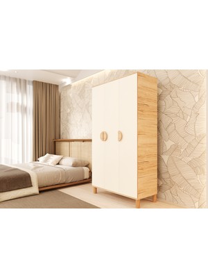 Metalia Gm 1003 3 Kapaklı Ayaklı Bohem Gardırop