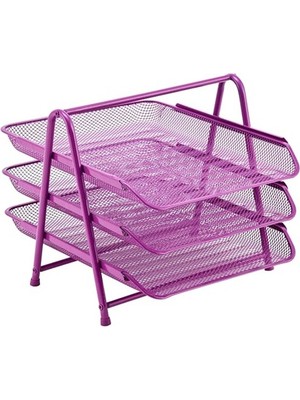 Cekar Store Perfore 3'lü Evrak Rafı Seti Mor