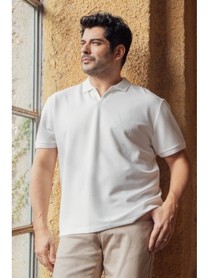 Altınyıldız Classics Slim Fit Dar Kesim Polo Yaka Jakarlı Esnek Tişört