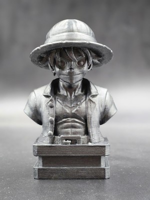 One Piece - Monkey D. Luffy Büst Figür - (Metalik Renk Boyalı)