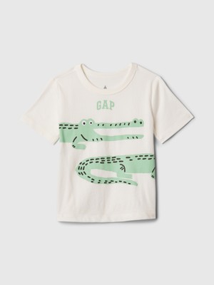 Gap Erkek Bebek Kırık Beyaz Grafik Baskılı T-Shirt