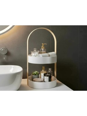 Mays 3D Studio 2 Katlı Banyo Organizer Raf – Masaüstü Kozmetik Düzenleyici Parfüm ve Makyaj Organizer