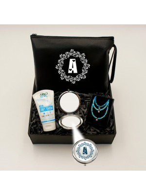 As Gift Kişiye Özel Makyaj Çantası& Ayna & El Kremi & Kolye & Bileklik & Halhal Hediye Seti