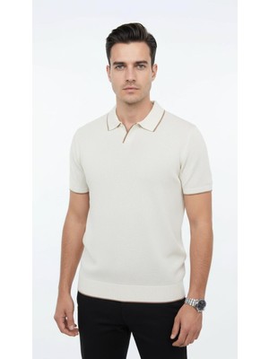 Plus Scorpion Erkek Pike Dokulu Triko Polo Yaka Tişört Slim Fit Şerit Detaylı Yazlık Model