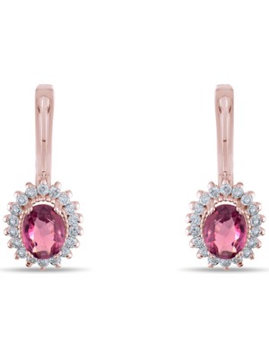 Lial Diamond 2.67 Karat Pırlanta Rhodolite Küpe ,doğal Pırlanta, Sertifikalı Mücevher