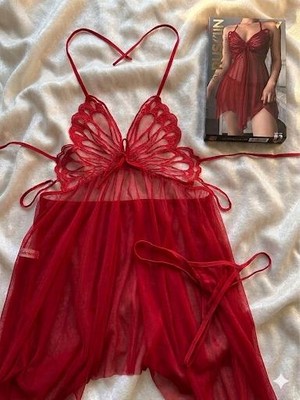 Mihra Homewear Kelebekli Tül Gecelik