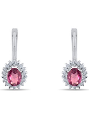Lial Diamond 2.67 Karat Pırlanta Rhodolite Küpe ,doğal Pırlanta, Sertifikalı Mücevher