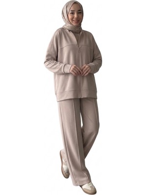 Thiff Tesettür Önü Fermuarlı Oversize Modal Takım