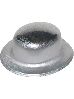 Pileli Store Gümüş Renk Hologramlı Plastik Yuvarlak Melon 27X24 cm