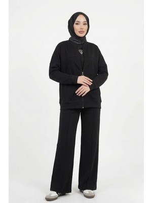 Thiff Tesettür Önü Fermuarlı Oversize Modal Takım
