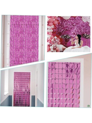 Pileli Store Ekstra Metalize Rose Gold Renk Disko Dikdörtgen Kesim Kapı Perdesi Dekorasyon 1x2 Metre