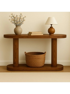 Feyza Design Masif Ahşap 2 Katlı Dresuar – El Yapımı, Doğal Ağaç Konsol Luks Dekoratif ve Fonksiyonel