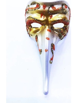 Luord-Store Turuncu Renk Işlemeli Seramik Malzemeden Imal Venedik Uzun Maske Magnet