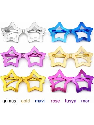 Luord-Store Yıldız Parti Gözlüğü 12&amp;#39;li Set – 6 Renk ( Camsız )