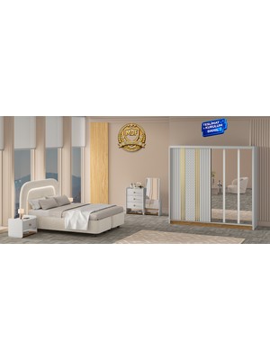 Vieva Yağmur Yatak Odası Takımı Sürgülü Gardırop Bazalı Kurulum Montaj Dahil