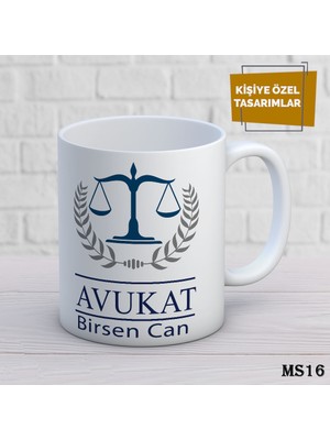Birsence Kişiye Özel Meslek Temalı Kupa | Isimli & Fotoğraflı Premium Hediye Bardak Avukat