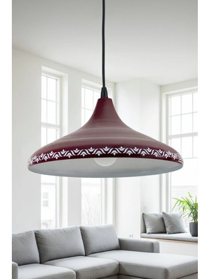 Marrien Nova Tulip Modern Tekli Bordo Metal Sarkıt (35 Cm) Salon, Mutfak & Cafe Için Dekoratif Avize