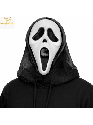 Luord-Store Kapşonlu Çığlık Maskesi Scream Maskesi - Hayalet Maskesi 33X21 cm