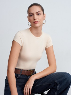 Dilvin 32761 Bisiklet Yaka T-Shirt-Taş