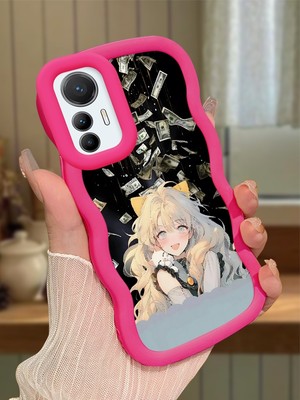 HONTINGA Xiaomi Mi 12 Lite Uyumlu Kılıfı Düşüme Önleyici Basitlik Anti Düşme Darbeye Dayanıklı Basit Kırmızı Yumuşak Silikon Telefon Kılıfı Güzel Kız Desen K9-0088