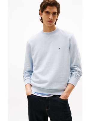 Tommy Hilfiger Essentıal Terry Crewneck Erkek Mavi Sweatshirt - MW0MW37237
