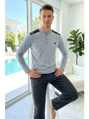 Remsa Erkek Penye Uzun Kol Süprem Pijama Takımı 2306 Buz Mavi