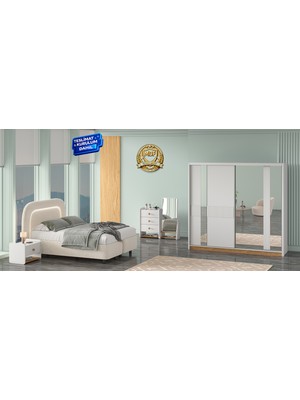 Vieva Yakamoz Yatak Odası Takımı Sürgülü Gardırop Bazalı Kurulum Montaj Dahil