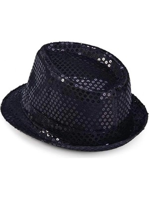 Luord-Store Çocuk Boy Siyah Payetli Şapka Gösteri Şapkası Michael Jackson Şapkası 54 No