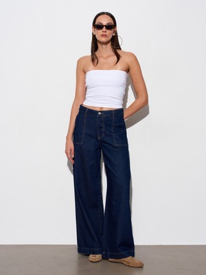 Dilvin 72305 %100 Pamuk Kısa Paça Jean-Mavi