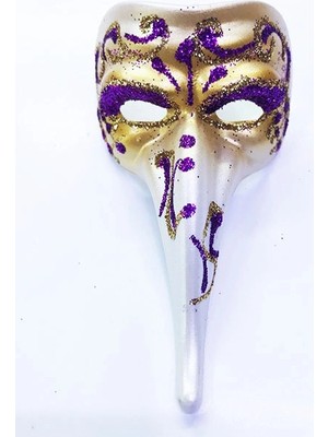 Luord-Store Mor Renk Işlemeli Seramik Malzemeden Imal Venedik Uzun Maske Magnet