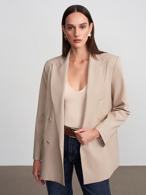 Dilvin 60799 Blazer Ceket-Bej