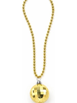 Luord-Store Disko Topu Şekilli 80&amp;#39;ler 90&amp;#39;lar Altın Renk Plastik Kolye