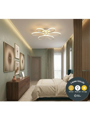 Lzy Avize Store Yonca 6’lı Beyaz Plafonyer Kumandalı – Salon, Mutfak, Çocuk Odası Için Modern LED