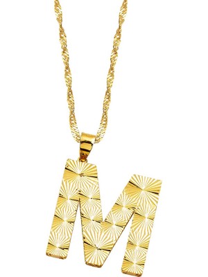 Bilezikci M Harfi 3 Boyutlu Altın Kolye