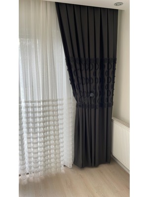 Karasi Keten Dokuma Püsküllü Fon