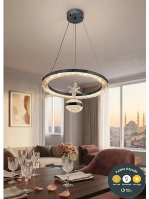 Lzy Avize Store Kristal Tek Toplu Sarkıt Halka Avize – Modern Salon, Yemek Masası, Mutfak, Antre ve Çocuk Odası Aydınlatma