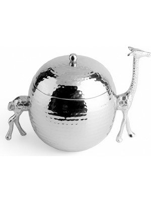 LuckyArt Dekoratif Zürafa Figürlü Paslanmaz Çelik Kutu 29 cm