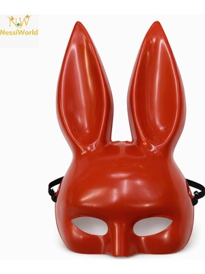 Luord-Store Uzun Kulaklı Kırmızı Lüks Tavşan Maskesi